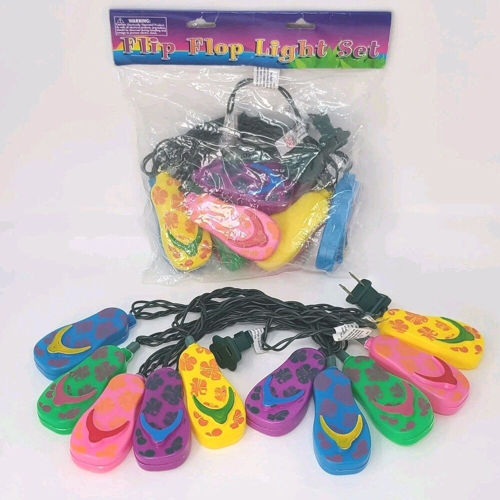 2 Flip Flop String Light Sets TIKI Lights TESTED 10 Lights Ea. Plug In CAMPER RV